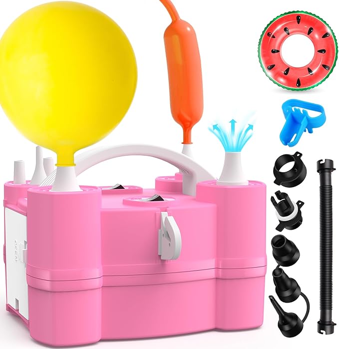 Balloon Pump 3-in-1 Electric Air Pump for All Balloons& Inflatables, Triple Inflating Ports for Latex 260q Foil Mylar Balloon Inflation, Quick-Fill Inflator Deflator for Pool Floats Air Beds