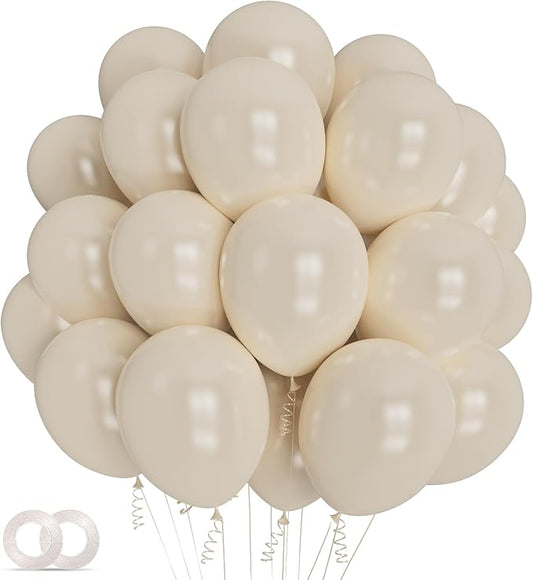 Sand White Latex Balloons 12 Inch 100 Pack Matte Latex Balloons for White Theme Birthday Party Wedding Baby Shower Decorations