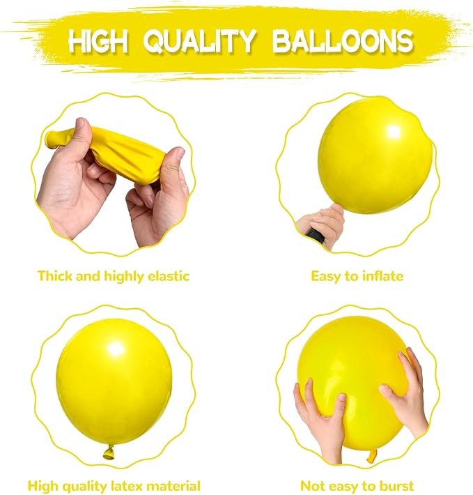 134Pcs Yellow Balloons Different Sizes 5 10 12 18 Inch Yellow Balloon Garland Arch Kit, Latex Balloons for Birthday Wedding Baby Shower Party Decorations.