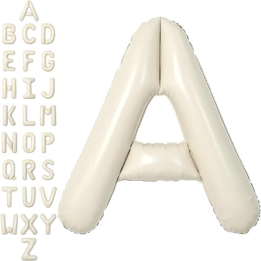 SUWEN 40 Inch Cream Large A Letter Balloons Big Foil Helium Letter Balloons A-Z Jumbo Mylar Happy Birthday Party Decorations for Girl Anniversary Party Supplies