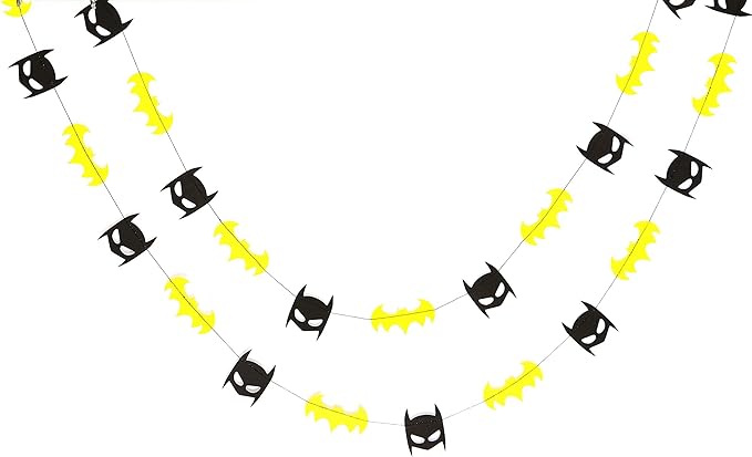 Btman Party Garland, 36 Pcs – Superhero Themed Banner for Boys Birthday, Comic Book Party Decorations – Justice League Room Décor, Reusable Hanging Banner for Wall or Table