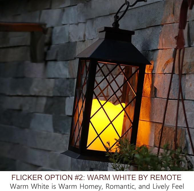 2-Pack 13.5" Candle Lanterns Outdoor Waterproof Decorative Lights with Timer Remote - Decorative Indoor LED Lanterns Battery Operated - Cool White Vintage Lantern Outdoor