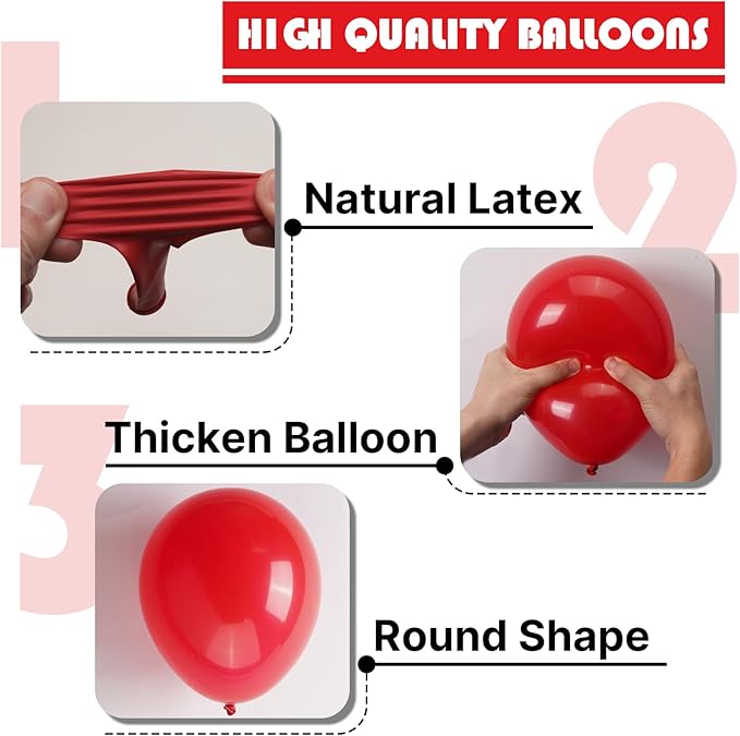 PartyWoo Red Balloons 152 pcs Different Sizes of 18 12 10 5 Inch Red Balloon Arch Kit Garland for Birthday Graduation Bachelorette Citizenship Anniversary Cherry Casino Theme Party Decorations Red-Y57