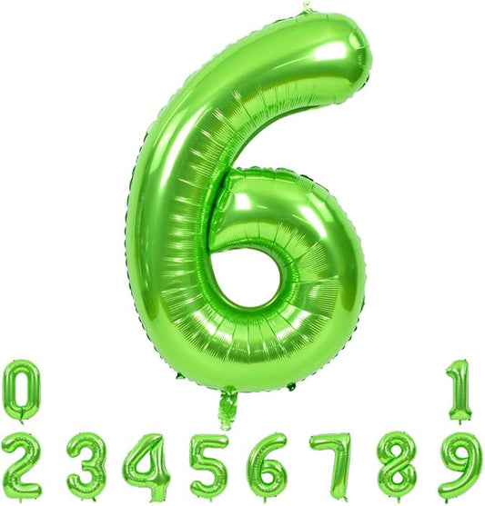 TONIFUL 40 Inch Large Green Numbers Balloons 0-9, Number 6 Digital 6 Helium Foil Mylar Big Number Balloons for 2026 Graduation New Year Eve Birthday Party Anniversary Supplies Decoration