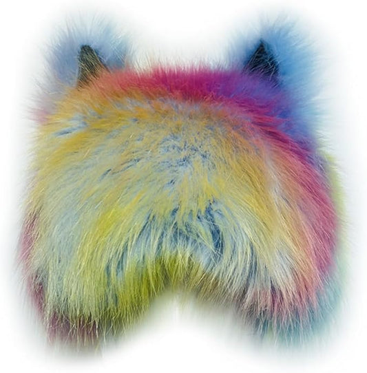 PURFUN Colorful Faux Fur Earflap Hats with Cat Ear, Adults Cosplay Halloween Animal Theme Wolf Cat Hooded Hat Costume Caps