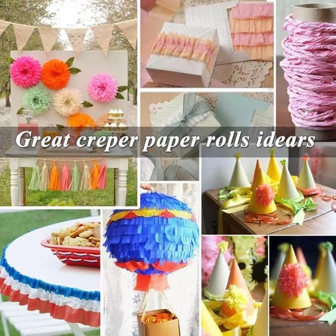 8 Rolls Crepe Paper Streamers 1.8 Inch x 82 Ft/Roll Grass Green and Deep Green Party Streamers for Birthday Wedding Baby Bridal Shower Decorations Christmas Craft Supplies