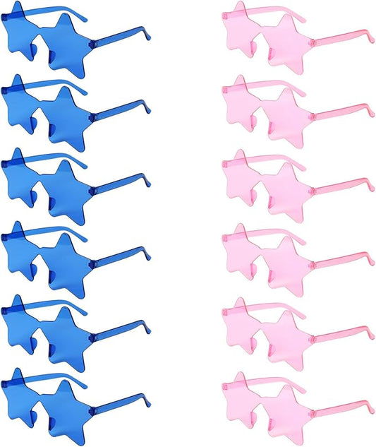 REHALY 8/12 Pairs Star Shaped Sunglasses Rimless Candy Star Sunglasses Pentagram Glasses for Women Men Party Streetwear