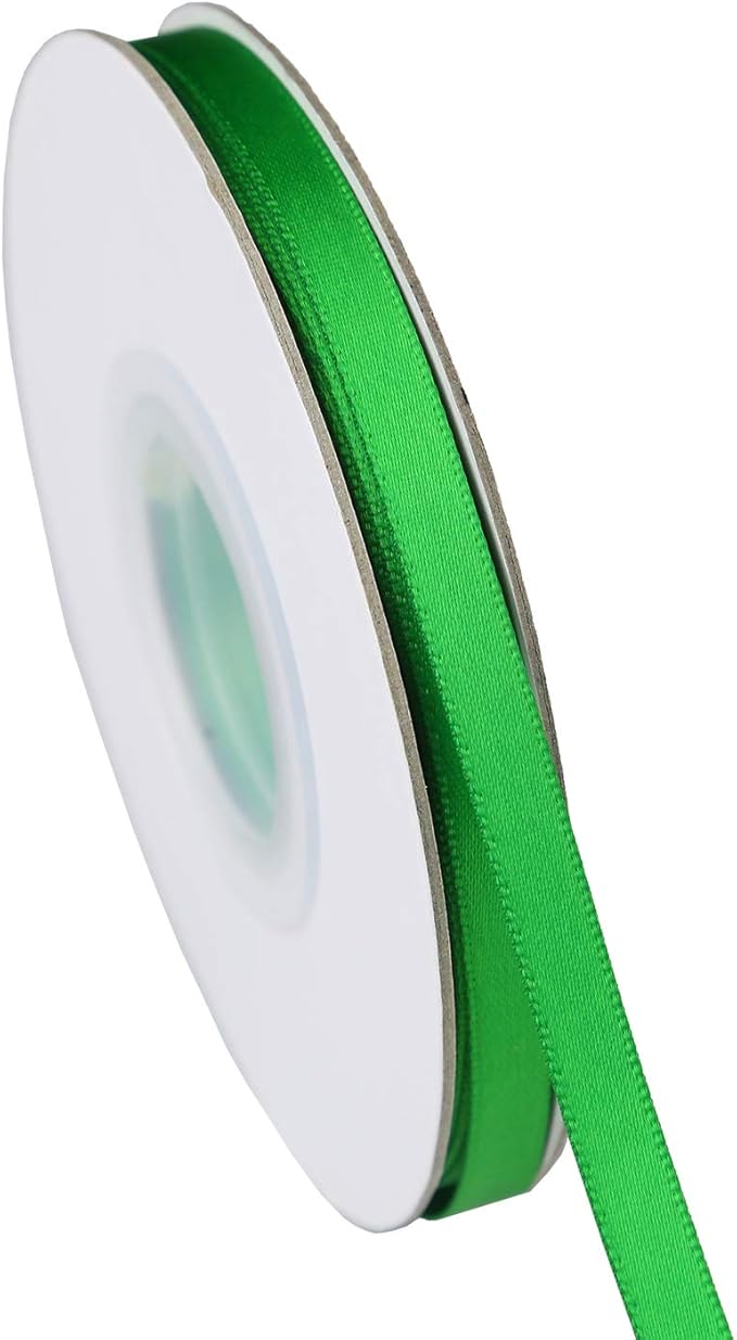 ITIsparkle 1/4" Inch Double Faced Satin Ribbon 50 Yards-Roll Set for Gift Wrapping Scrap Books Party Favor Hair Braids Baby Shower Decoration Floral Arrangement Craft Supplies, Emerald Ribbon