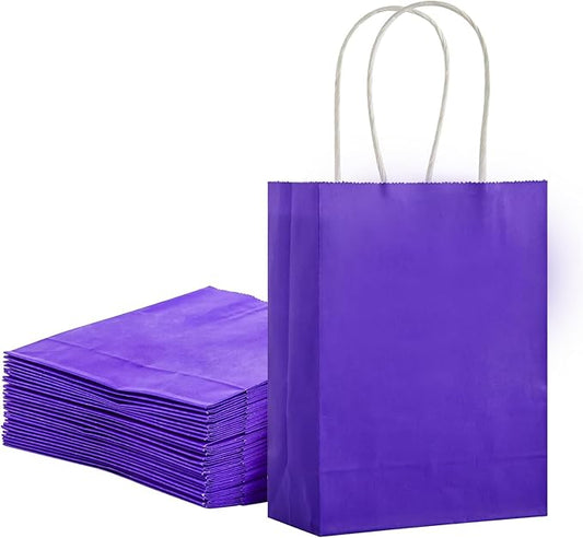 SUNCOLOR 25 Pieces Mini Goodie Bags, 5.9 x 4.7 x 2.4 Inches Small Purple Gift Bags with Handles for Party Favors Birthday Weddings