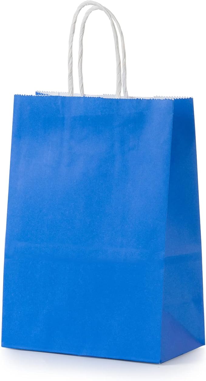 MISU Paper Bags Party Favor Bags Kraft Paper Gift Bags with Handle, Small, 8.3x5.9x3.2 Inches, 16-Pack (Red, Blue, Yellow, Green)