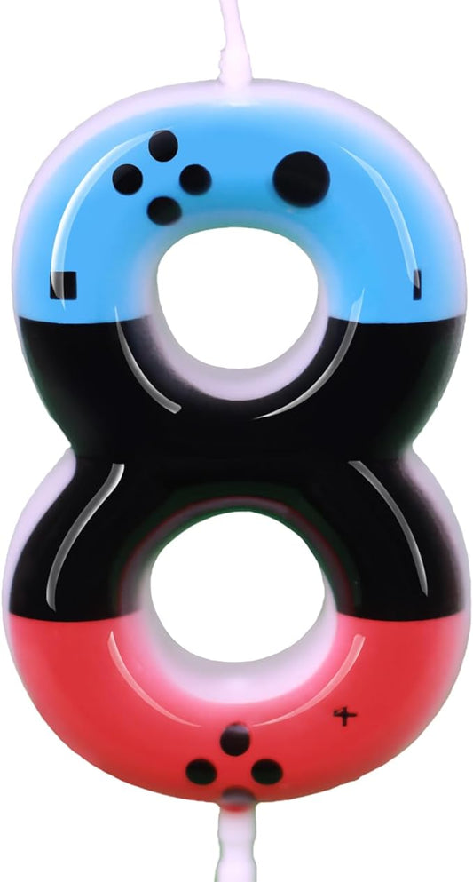 Gaming Candle,Level 8 Number Birthday Cake Candles,8 Birthday Decorations for Boys,8th Birthday Candle Gamepad Birthday Candles,Video Game Controller Themed Kids Birthday Party Supplies (Number 8)