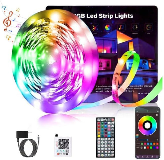 Ledagic Led Lights for Bedroom 60 ft (1 Roll), 450Leds Smart Led Strip Lights with App Remote Control, RGB Music Sync Color Changing Lights for Bedroom, Kitchen, Party, Home Decoration
