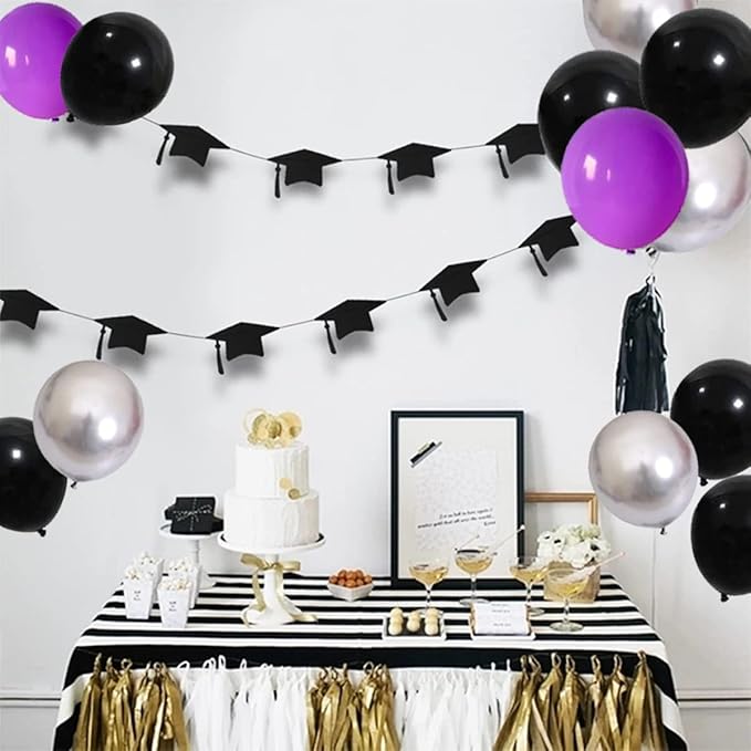 Purple Black Silver Balloon Garland Arch Kit - 121PCS Purple Black Balloons Metallic Silver Balloon for Purple Wedding Birthday Engagement Graduation Party Decorations