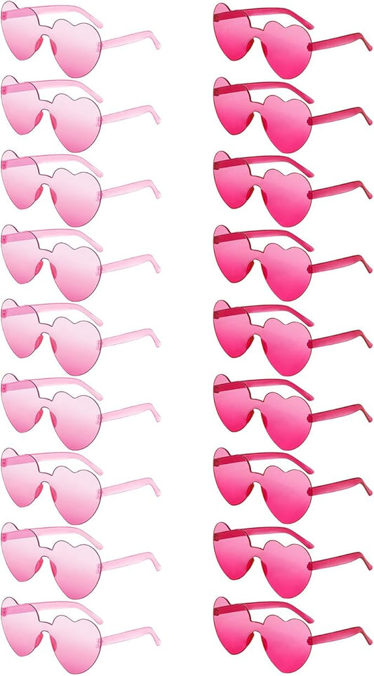 SUNOVELTIES 18 Heart Shape Rimless Sunglasses Transparent Candy Color Party Glasses Colored Eyewear for Women