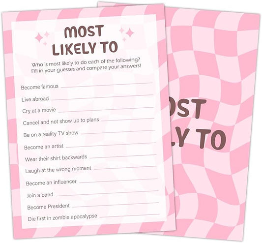 Birthday Party Games Card - Most Likely to, Bday Party Games for Teen Girl Adult, Set of 20 pcs Game Cards, Birthday Party Favor Activity Sleepover Party Decor Supplies - FS272