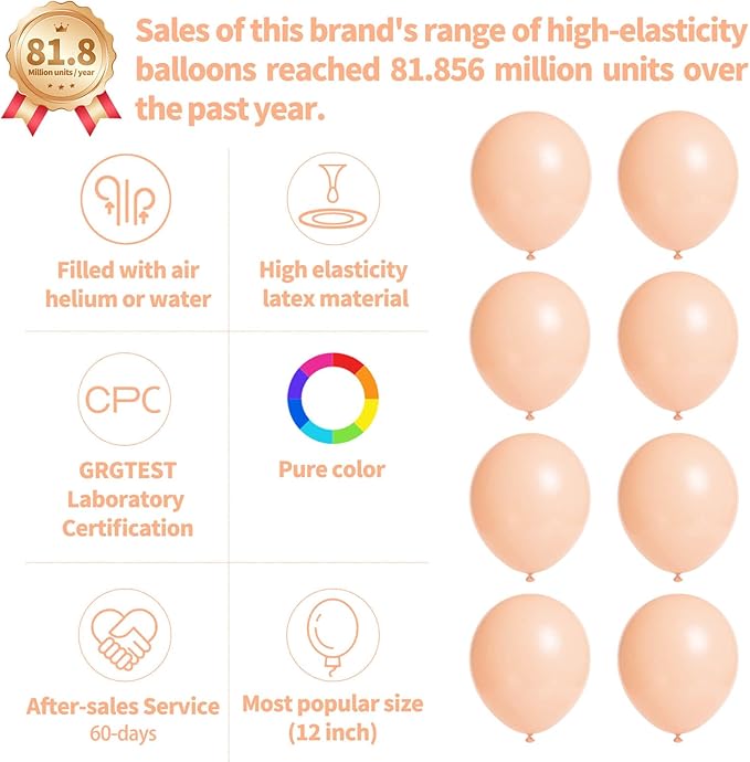 110pcs Pastel Orange Balloon 12 Inch, Pastel Orange Latex Balloons for Birthday Party Baby Shower Wedding(with 2 Ribbons).