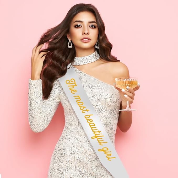 4pcs White Sashes Blank Birthday Sash Prom Queen Sash Birthday Sash For Women White Birthday Sash Bachelorette Sash Plain White Sash For Birthday Graduation Party Halloween Costume, Sorority, DIY