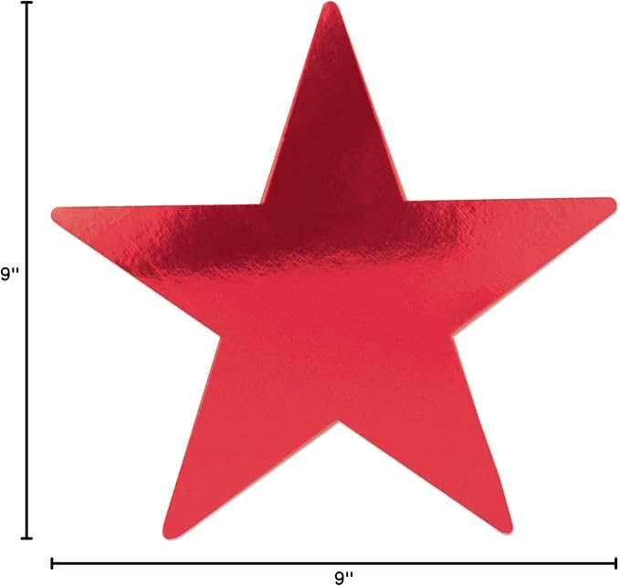 Beistle 36 Piece Durable Paper Red Star Cut Outs For Christmas New Year Hanging Décor Birthday Party Classroom Bulletin Board Supplies, 9"
