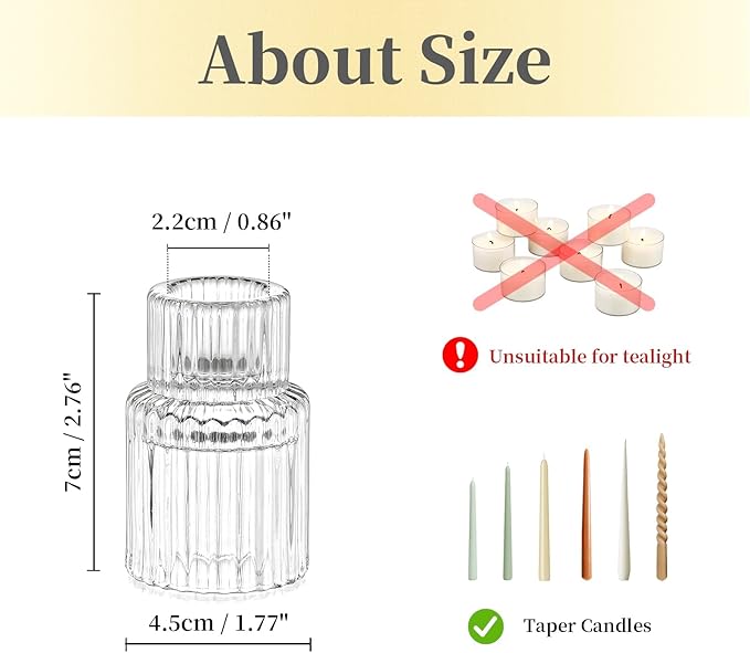 Candle Holder Glass Candlestick Holders: Hewory 10PCS Clear Taper Candle Holders Bulk for Table Centerpiece, Glass Candle Holder Candle Stick Holder Decor for Christmas Wedding Party Bridal Showers