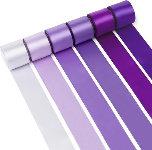Purple Satin Ribbon 1-1/2 Inch x 60Yards Lavender/Lilac/Violet Double Faced Assorted Purple Ribbon for Christmas Gift Wrapping Wedding Invitations Flower Bouquet Bridal Shower Decor Hair Bows