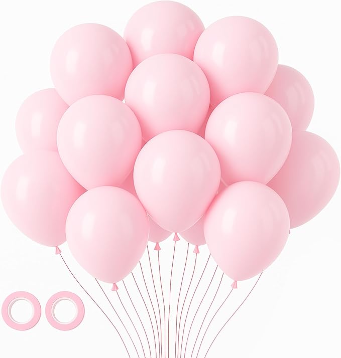 Voircoloria 105pcs Light Pink Balloons 12inch Pastel Pink Balloons for Boys Girls Birthday Baby Shower Gender Reveal Wedding Decorations