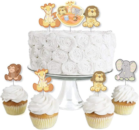 Big Dot of Happiness Noah's Ark - Dessert Cupcake Toppers - Baby Shower Clear Treat Picks - Set of 24