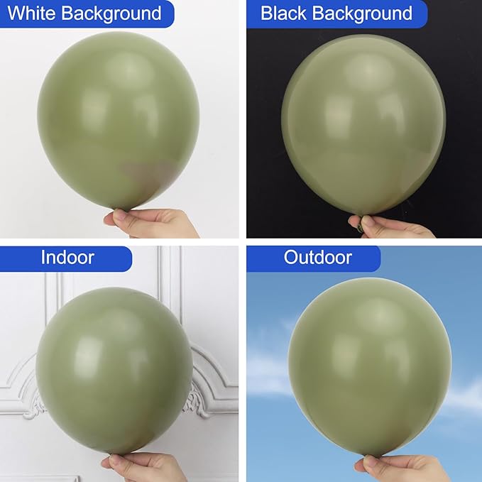 RUBFAC 135pcs Sage Green Balloons, Latex Olive Dusty Green Balloon Different Sizes 18 12 10 5 Inch for Garland Arch Birthday Party Graduation Baby Shower Wedding Safari Jungle Boho Decoration
