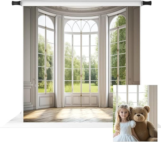 Kate 8x8ft Spring Panel Windows Scenery Backdrop for Photography Indoor White Panel Windows Background Photo Studio Props