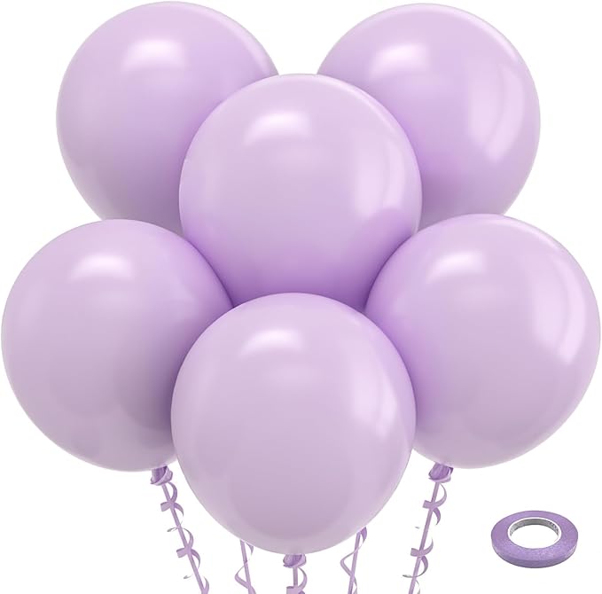 Bezente Pastel Purple Latex Party Balloons - 30 Pack 18 inch Round Helium Pale Lavender Light Purple Lilac Balloons for Bridal Shower Gender Reveal Wedding Party Decorations