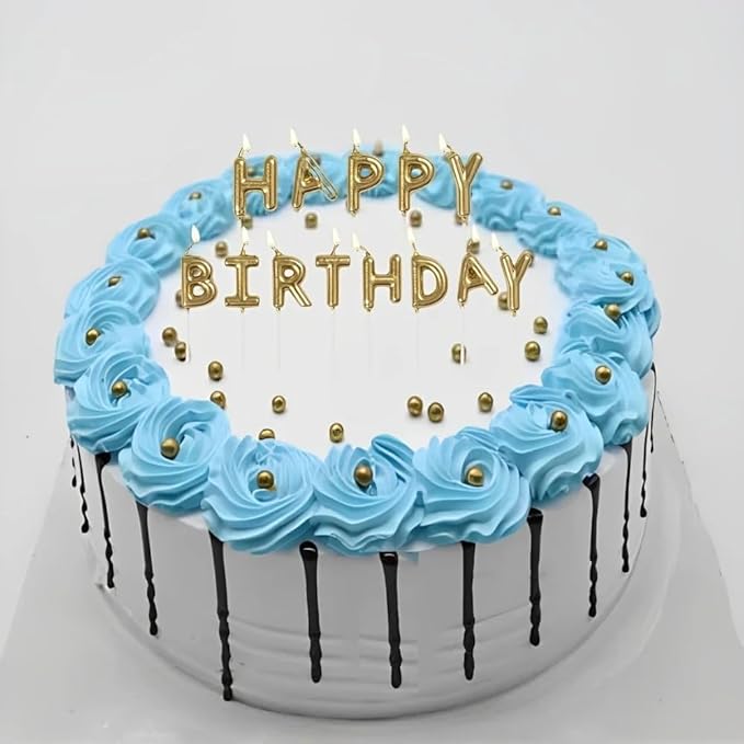 Elegant Gold "Happy Birthday" Letter Pick Candles - Stunning & Unique Design - Perfect Decoration for Celebratory Occasions