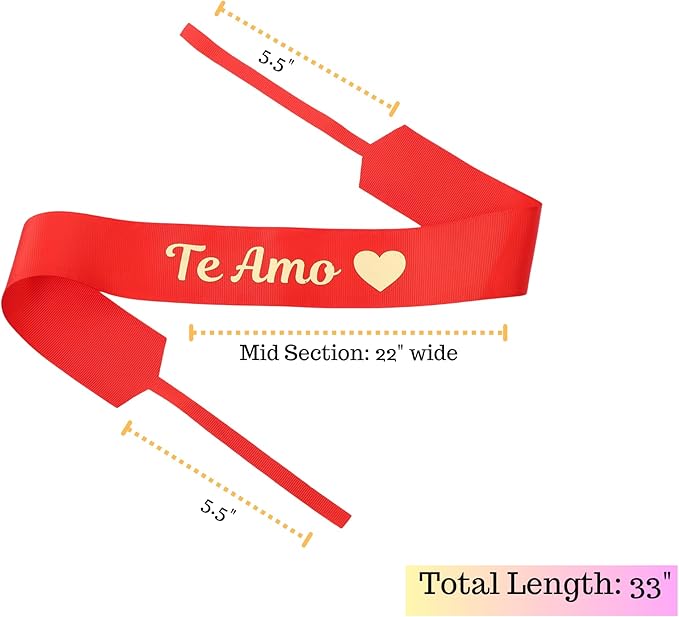 Set of 12 Bouquet Banner Grosgrain Ribbon Tie Wrap Printed Sash Florist Bulk Supply for Floral Arrangements (RED - TE AMO)