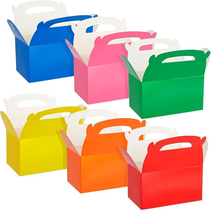 BLUE PANDA Party Favor Boxes - 6.2 x 3.5 x 3.6 In, 24-Pack, Rainbow Gable Style - Easy Assembly Candy & Treat Boxes for Small Gifts