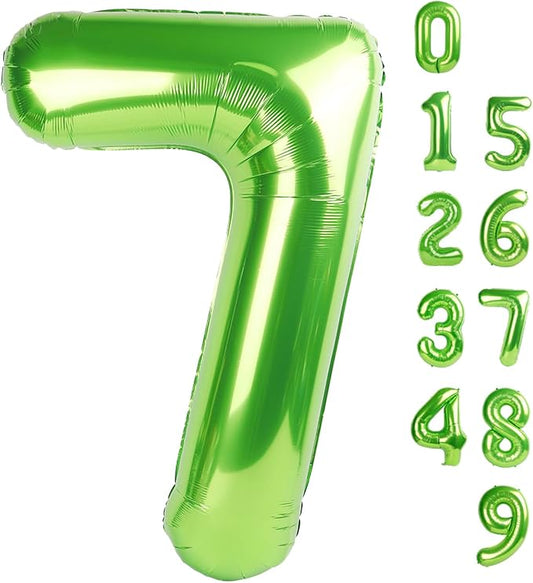 7 Balloon Numbers 40 Inch, 6 7 Birthday Decorations, Light Green Seven Birthday Decor, 7 17 27 70 Year Old Balloon Number for Engagement, Wedding, Graduations