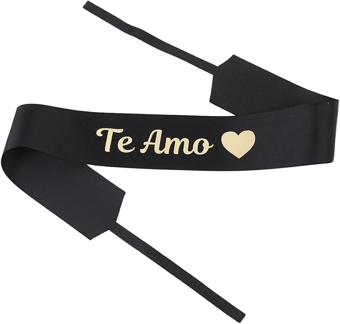 Set of 12 Bouquet Banner Grosgrain Ribbon Tie Wrap Printed Sash Florist Bulk Supply for Floral Arrangements (Black - TE AMO)