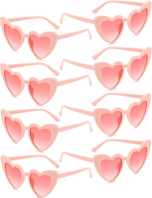 8 Pack Heart Sunglasses Vintage Cat Eye Heart Glasses Retro Bachelorette Bride Sunglasses Bulk for Women