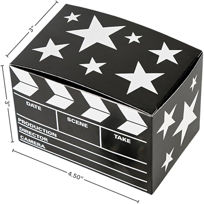 Fun Express Clapboard Favor and Treat Boxes - Set of 12 Movie Night and Hollywood Party Supplies