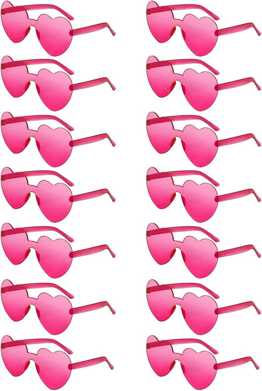 14/42 Pack Heart Sunglasses for Women, Fun Cute Rimless Transparent Candy Color Heart Glasses Party Favors