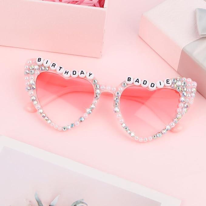 CIEHER Birthday Glasses for Women Girls Rhinestones Birthday Sunglasses Birthday Accessories Party Favors