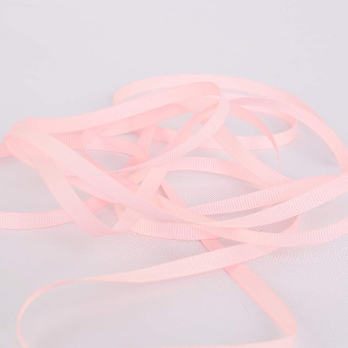 Ribbonitlux 1/4" Wide Solid Grosgrain Ribbon 25 Yards (117-Light Pink）, Set for Gift Wrapping, Party Decor, Sewing Applications, Wedding and Craft