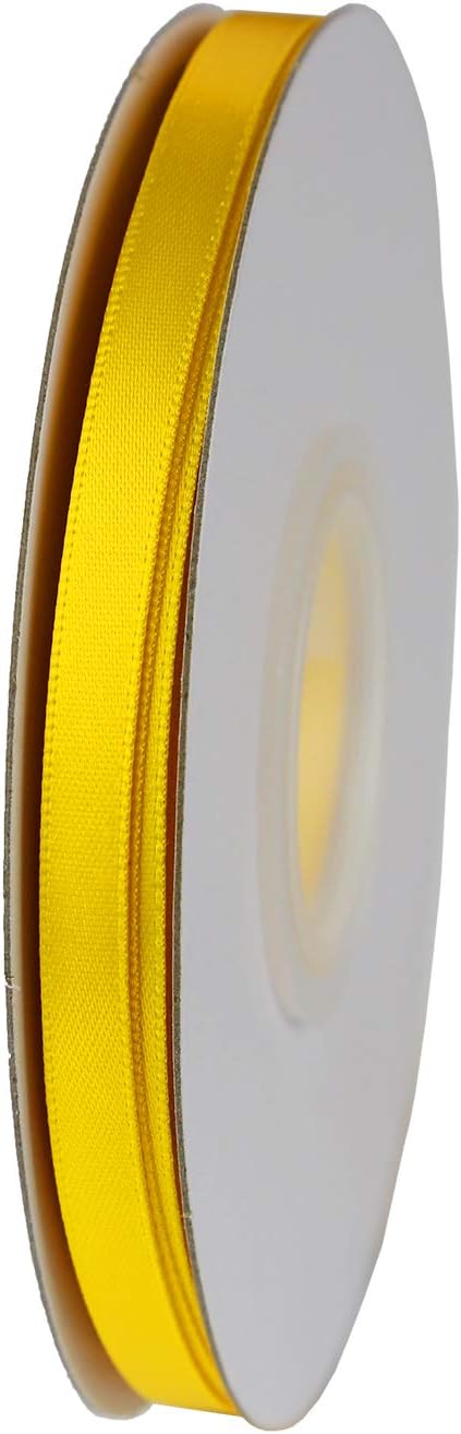 ITIsparkle 1/4" Inch Double Faced Satin Ribbon 50 Yards-Roll Set for Gift Wrapping Scrap Books Party Favor Hair Braids Baby Shower Decoration Floral Arrangement Craft Supplies, Maize Ribbon
