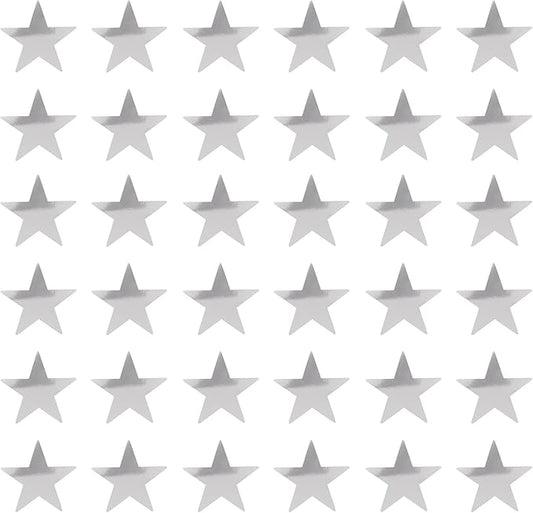 Beistle 36-Pack Foil Silver Star Cutouts, Awards Night Party Decorations for Festive Celebrations & Events, Starry Theme Decor for Wall & Table, 9”