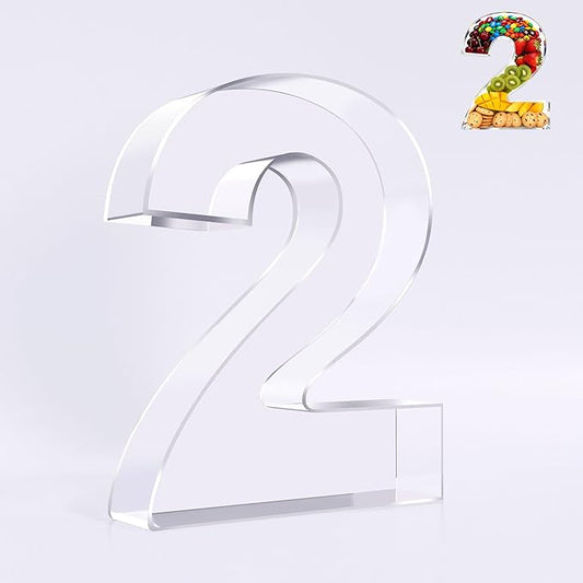 Ledido 10’’ Acrylic Number Charcuterie Board Box, Reusable Fillable Serving Tray for Candy Cake Fruit Snack, Easy-Clean Acrylic Charcuterie Tray for Birthday Anniversary Party Decorations, Number 2