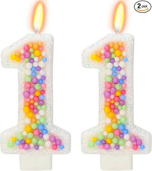 11th Birthday Candle for Cake, Colorful Macaron Numeral Candles for Boys/Girls, Theme Birthday Party Cake Decorations, Cake Topper for Birthday Party Supplies (Number 11)