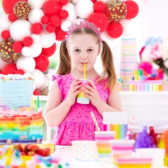 Red and White Balloon Arch Garland Kit - Red White Balloon Arch Red White Party Valentines Balloon Garland for Birthday Wedding Anniversary Graduation Bachelorette Party Decorations
