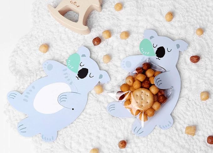 UnnFiko Mini 'Candy' Bags {20 Pack} Paper Party Favor Treat Bags for Cookies, Candy Buffet, Baby Shower- Halloween/Wedding/Birthday Party Favor Bags (Sleep Koala, 20-Pack)