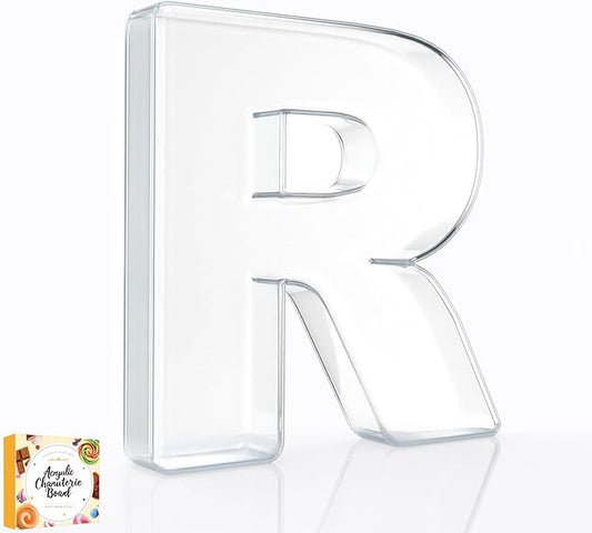 10" Acrylic Charcuterie Letters Fillable Tray, Reusable Alphabet Number Shaped Serving Plates for Charcuterie Board, Display Fruit, Candy, Cake, Party Decor, Birthday, Anniversary（R）
