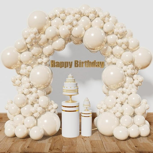 Sand White Balloon Arch Kit 111Pcs 18 12 5 Inch Latex Party Balloons Garland for Birthday Baby Shower Wedding Engagement Anniversary Christmas Party Decorations