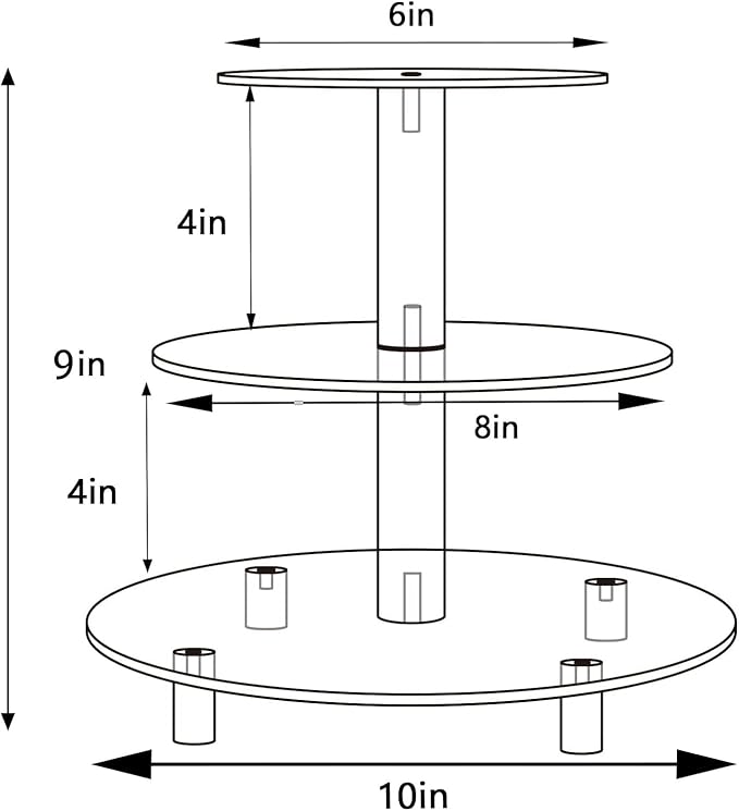 3 Tier Acrylic Cupcake Stand, , Clear Dessert Tower Holder Display with Base for Baby Shower, Birthday Party,Wedding,Christmas,Reception (Black)