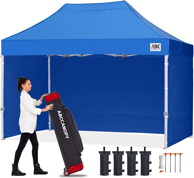ABCCANOPY Easy Pop Up Canopy Tent with Sidewalls 8X12 Commercial -Series, Royal Blue