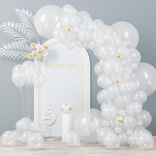 Voircoloria 130pcs Clear Balloons Different Sizes 18" 12" 10" 5" Transparent Latex Balloon Garland Arch Kit for Birthday Baby Shower Graduation Wedding Gender Reveal Anniversary Party Decorations